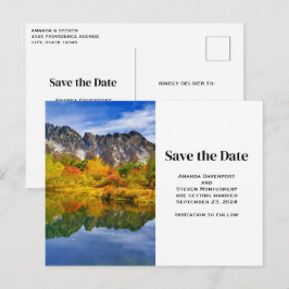 Landschaftliche Berge und See Save the Date Einladungspostkarte