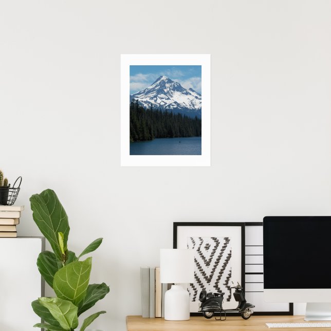 Landschaftliche Berghütte und See fotografisch Poster (Heimbüro)