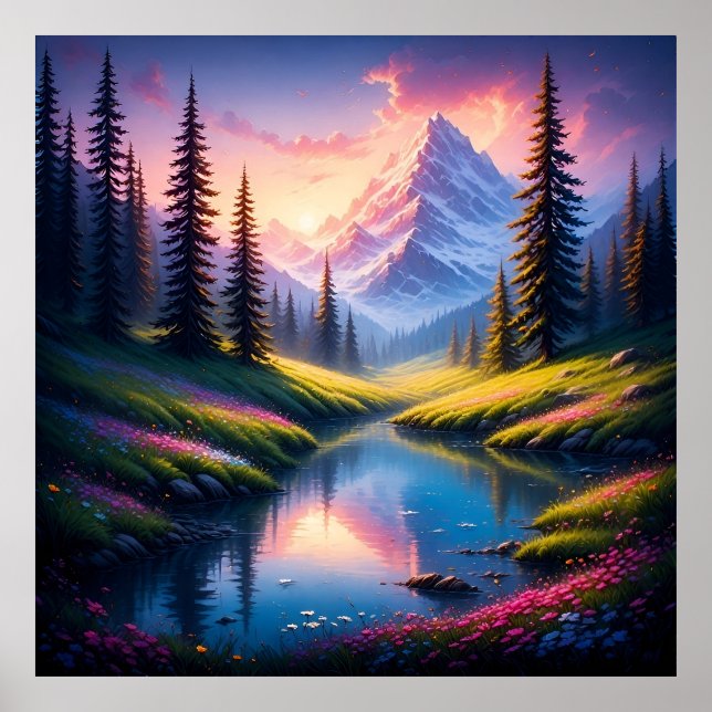 Landschaftliche Berglandschaft am Lago Maggiore Poster (Vorne)