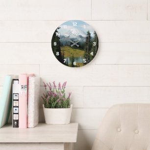 Landschaftliche Berglandschaft Große Wanduhr