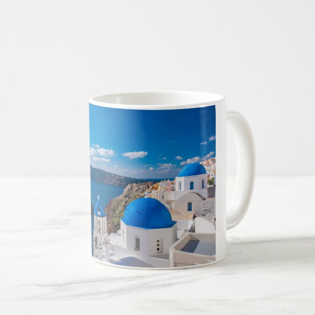 Landschaftliche Blaue Domes von Santorini Kaffeetasse (VorderseiteRechts)