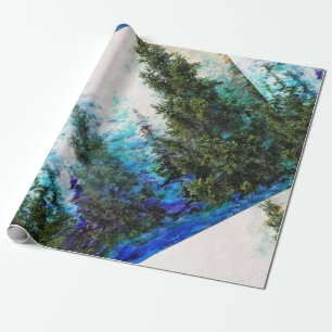 LANDSCHAFTLICHE BLAUE GEBIRGSkiefern Geschenkpapier