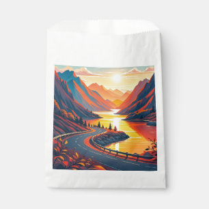 Landschaftliche Fahrt auf kurvenreicher Straße, So Geschenktütchen