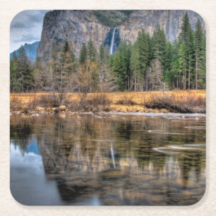 Landschaftliche Fälle Yosemite Rechteckiger Pappuntersetzer