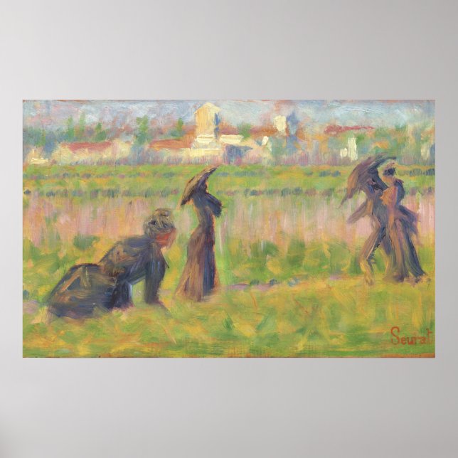 Landschaftliche Figuren - Georges Seurat Kunst Poster (Vorne)