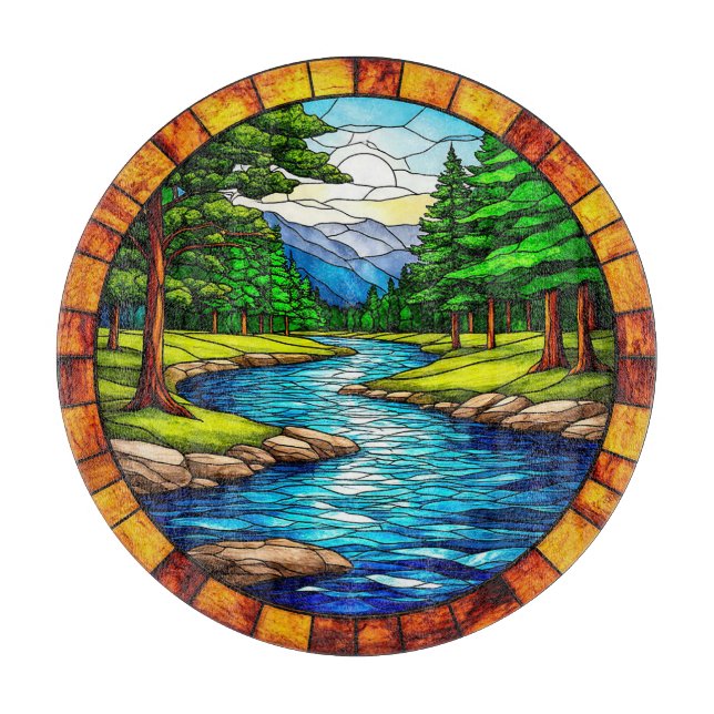 Landschaftliche Fluss- und Waldlandschaft Schneidebrett (Vorderseite)