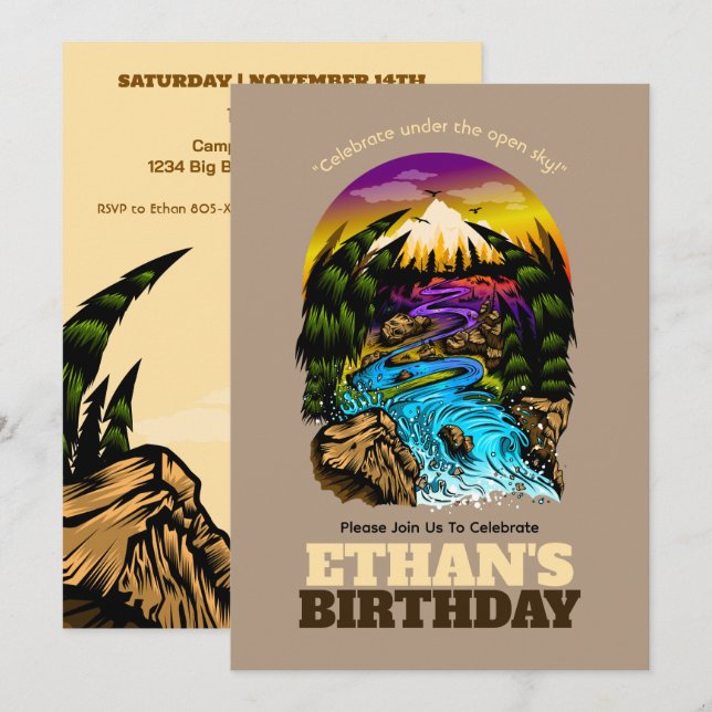 Landschaftliche Geburtstagsfeier im Freien Einladung (Vorne/Hinten)