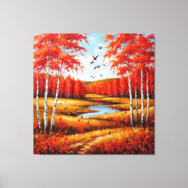 Landschaftliche Herbstlandschaft mit lebhaften Fol Leinwanddruck