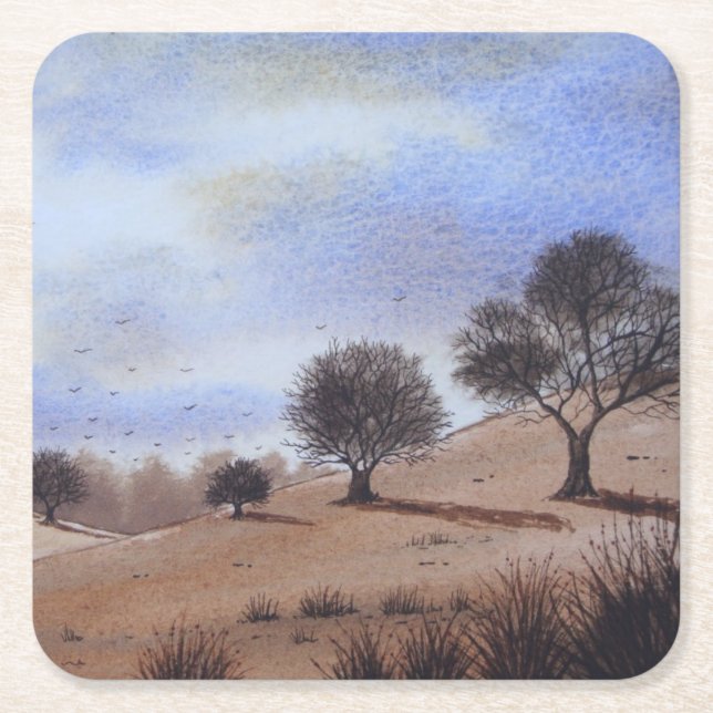 landschaftliche Herbstlandschaft Rechteckiger Pappuntersetzer (Vorderseite)