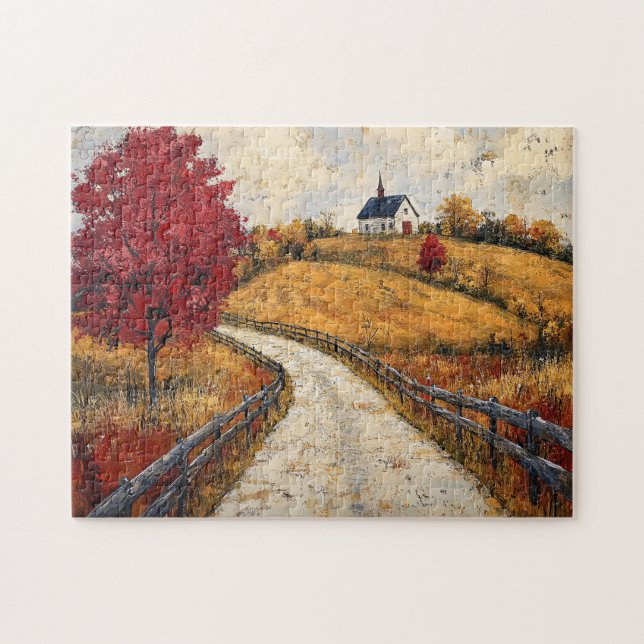 Landschaftliche Herbstlandschaft Rustikal Puzzle (Horizontal)
