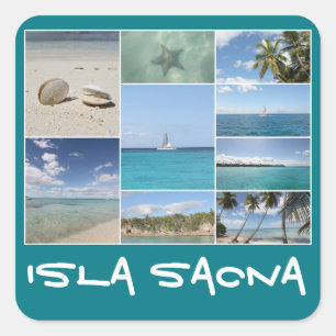 Landschaftliche Karibik Isla Saona Foto Collage Quadratischer Aufkleber
