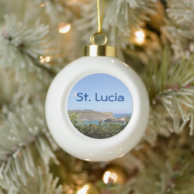 Landschaftliche Karibikinsel Saint Lucia Keramik Kugel-Ornament (Baum)