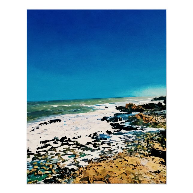 Landschaftliche Küstenlandschaft mit lebhaften bla Poster (Vorderseite)