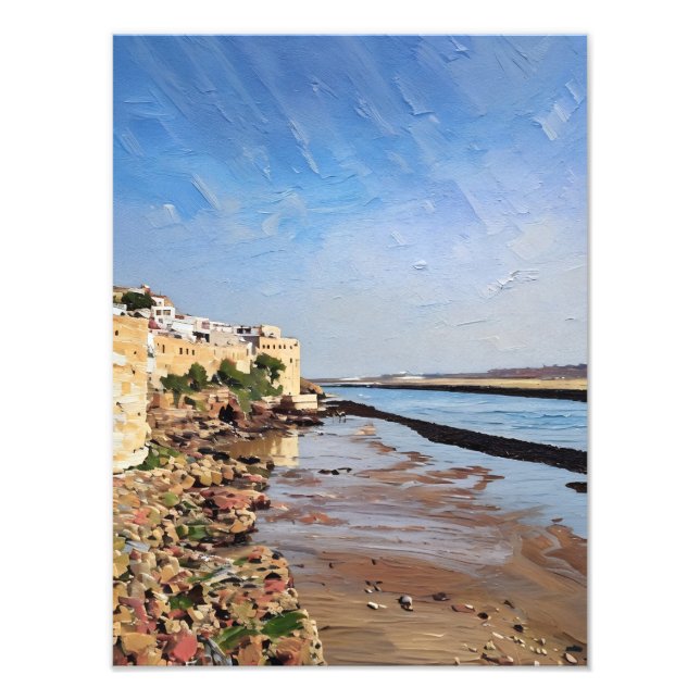 Landschaftliche Küstensicht mit historischem Gebäu Fotodruck (Vorne)