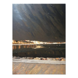 Landschaftliche Küstenstadt bei Nacht Fotodruck