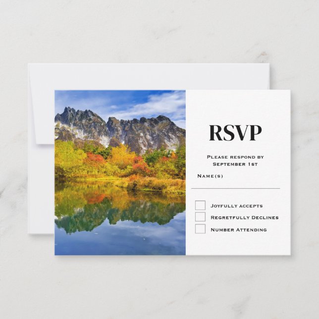 Landschaftliche Landschaft Bergsee Hochzeit RSVP Karte (Vorderseite)