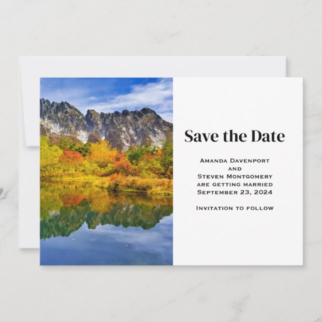 Landschaftliche Landschaft Bergsee Hochzeit Save The Date (Vorderseite)