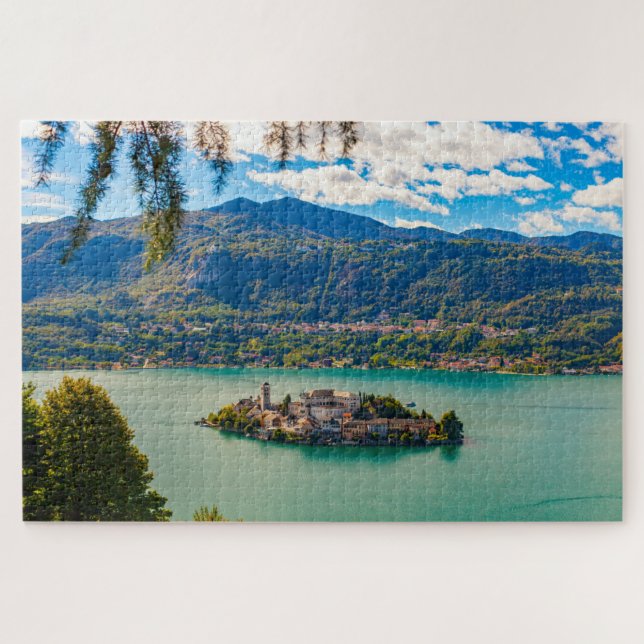 Landschaftliche Landschaft der Insel San Giulio, I Puzzle (Horizontal)