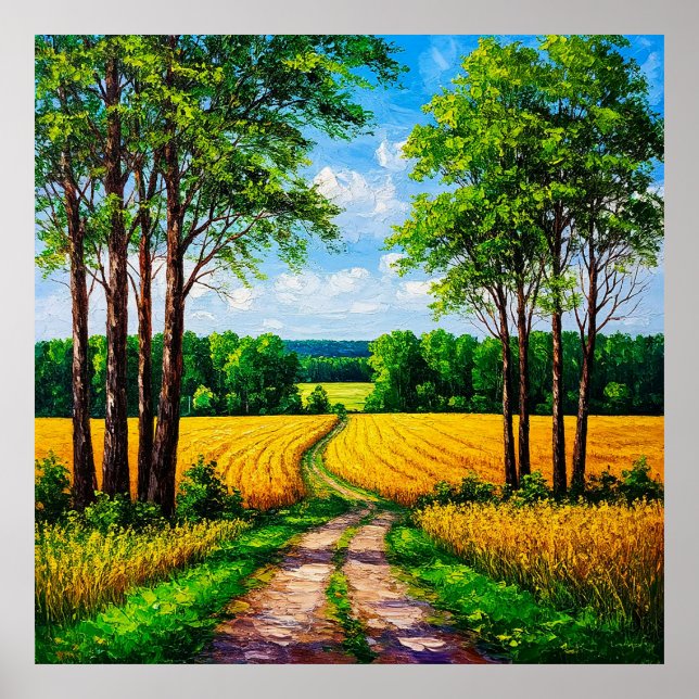 Landschaftliche Landschaft Piste inmitten goldener Poster (Vorne)