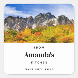 Landschaftliche Landschaftswälder und Berge Quadratischer Aufkleber