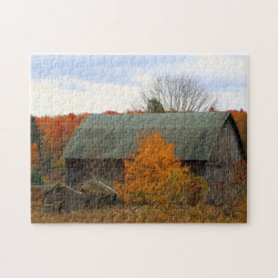 Landschaftliche malerische Herbstfarben Alte Holzb Puzzle
