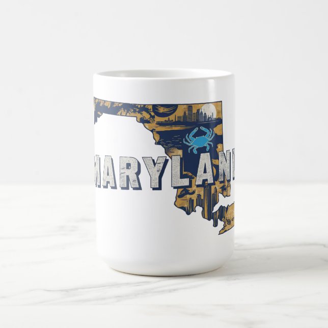 Landschaftliche Maryland Retro Silhouette Kaffeetasse (Mittel)