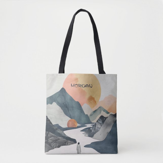 Landschaftliche Mountain Sunrise Tote Tasche - Äst (Vorderseite)