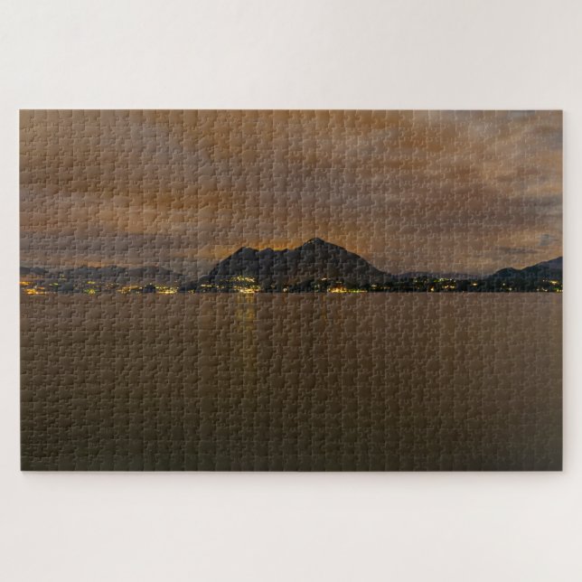 Landschaftliche Nachtlandschaft Lago Maggiore Ital Puzzle (Horizontal)