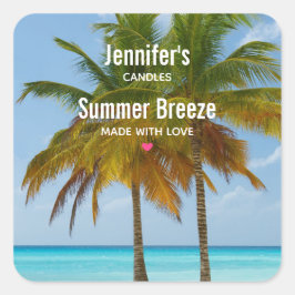 Landschaftliche Palmen an der Strandküste von Trop Quadratischer Aufkleber