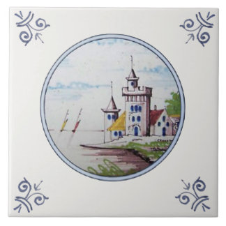 Landschaftliche Polychrome Repro Delft Tile (1 von Fliese