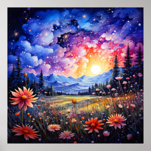 Landschaftliche Prairie-Illustration nach Mitterna Poster