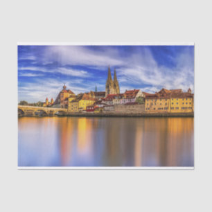 Landschaftliche Regensburger Flussansicht Seidenpapier