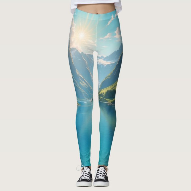 Landschaftliche Ruhe in Fjords Leggings (Vorderseite)