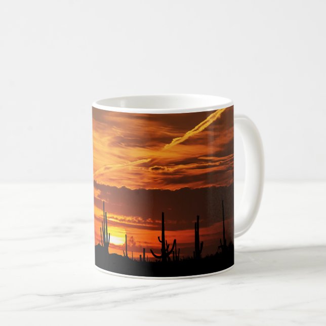 Landschaftliche Saguaros bei Sonnenuntergang Kaffeetasse (VorderseiteRechts)