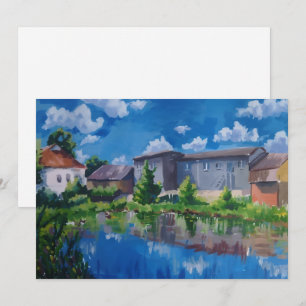 Landschaftliche See-Kunst-Grußkarte Einladung