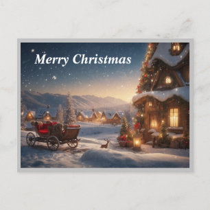 Landschaftliche Sicht auf das Schneedorf Feiertagspostkarte