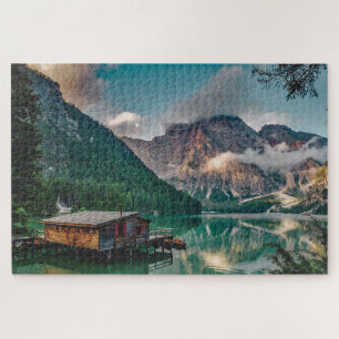 Landschaftliche Sicht auf das Seehaus alpine Puzzle