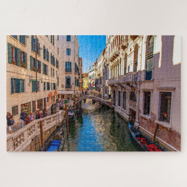 Landschaftliche Sicht auf einen Kanal in Venedig,  Puzzle (Horizontal)