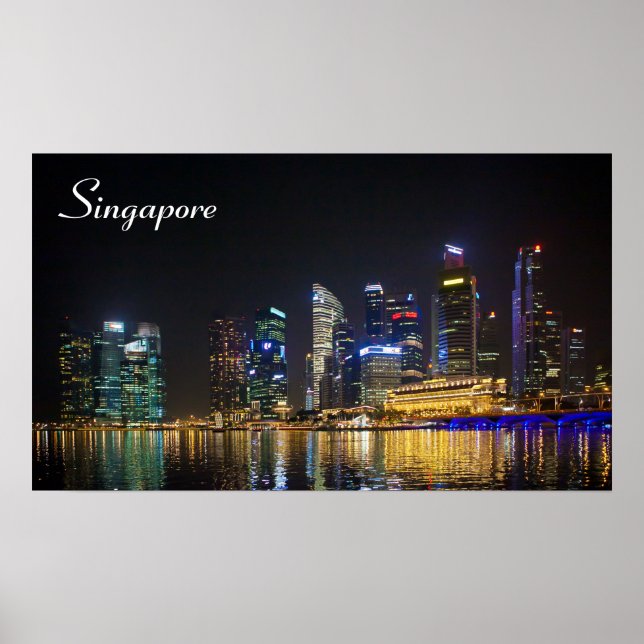 Landschaftliche Singapur Skyline Poster (Vorne)