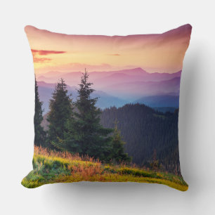 Landschaftliche Sonnenuntergänge Jungle Pine Tree Kissen