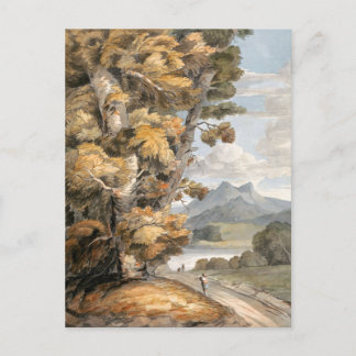 Landschaftliche Straße, Bäume, See und Gebirge Vin Postkarte