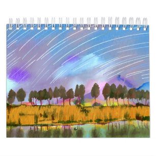 Landschaftliche Szene mit Sternpfaden Landschaft A Kalender