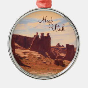 Landschaftliche Verzierung Felsen Moabs Utah drei Silbernes Ornament