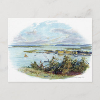 Landschaftliche Vignette von Queenstown und Cobh, Postkarte