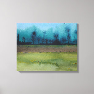 landschaftliche Waldlandschaft in Grün und Schwarz Leinwanddruck