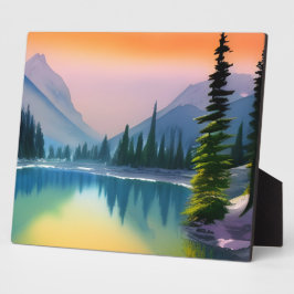 Landschaftliche Wasserfarbe Bergsee Reflektion Fotoplatte