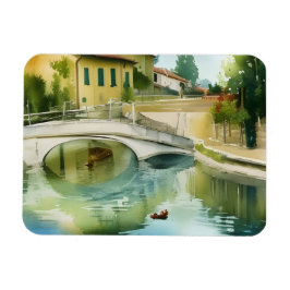 Landschaftliche Wasserfarbe der Canal Bridge Magnet