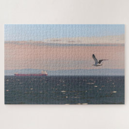 Landschaftliche Wasserumgebung mit Fliegenseagull, Puzzle