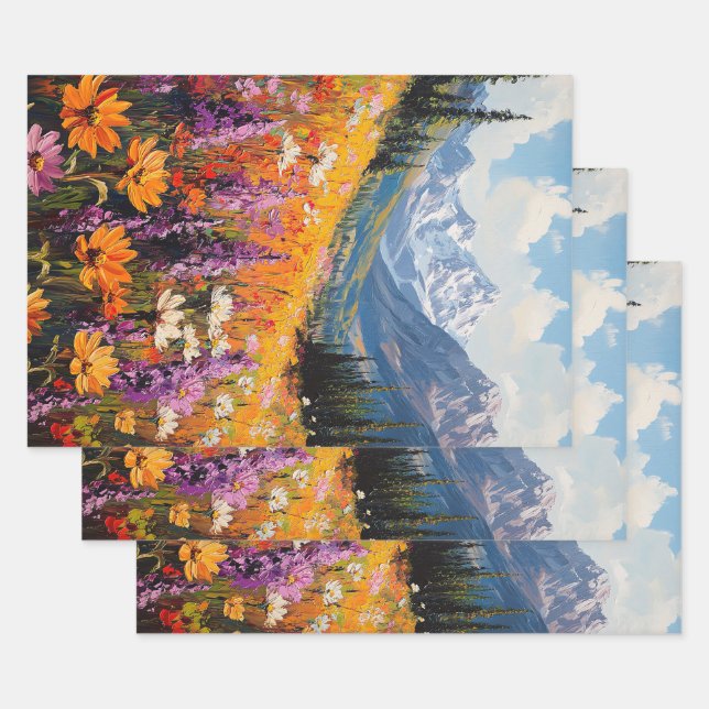 Landschaftliche Wildblumen Kunstvoll wandern im Va Geschenkpapier Set (Set)