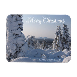 Landschaftliche Winterlandschaft Frohe Weihnachten Magnet